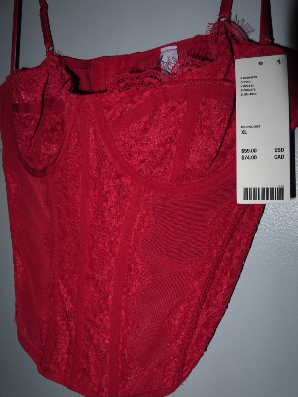 NWT URBAN OUTFITTERS Red Lace Bustier Top